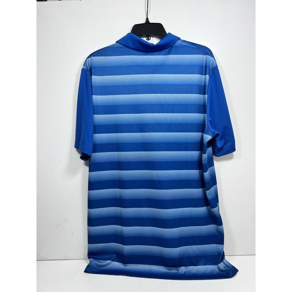 Adidas Golf Polo Shirt Men’s Large Performance Blue Stripe Lightweight - Picture 5 of 7